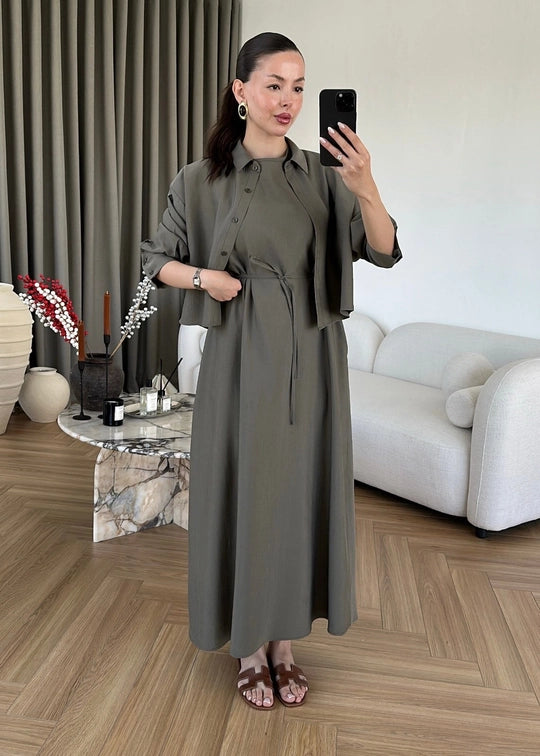 Gömlek Elbise Tensel Takım HAKİ