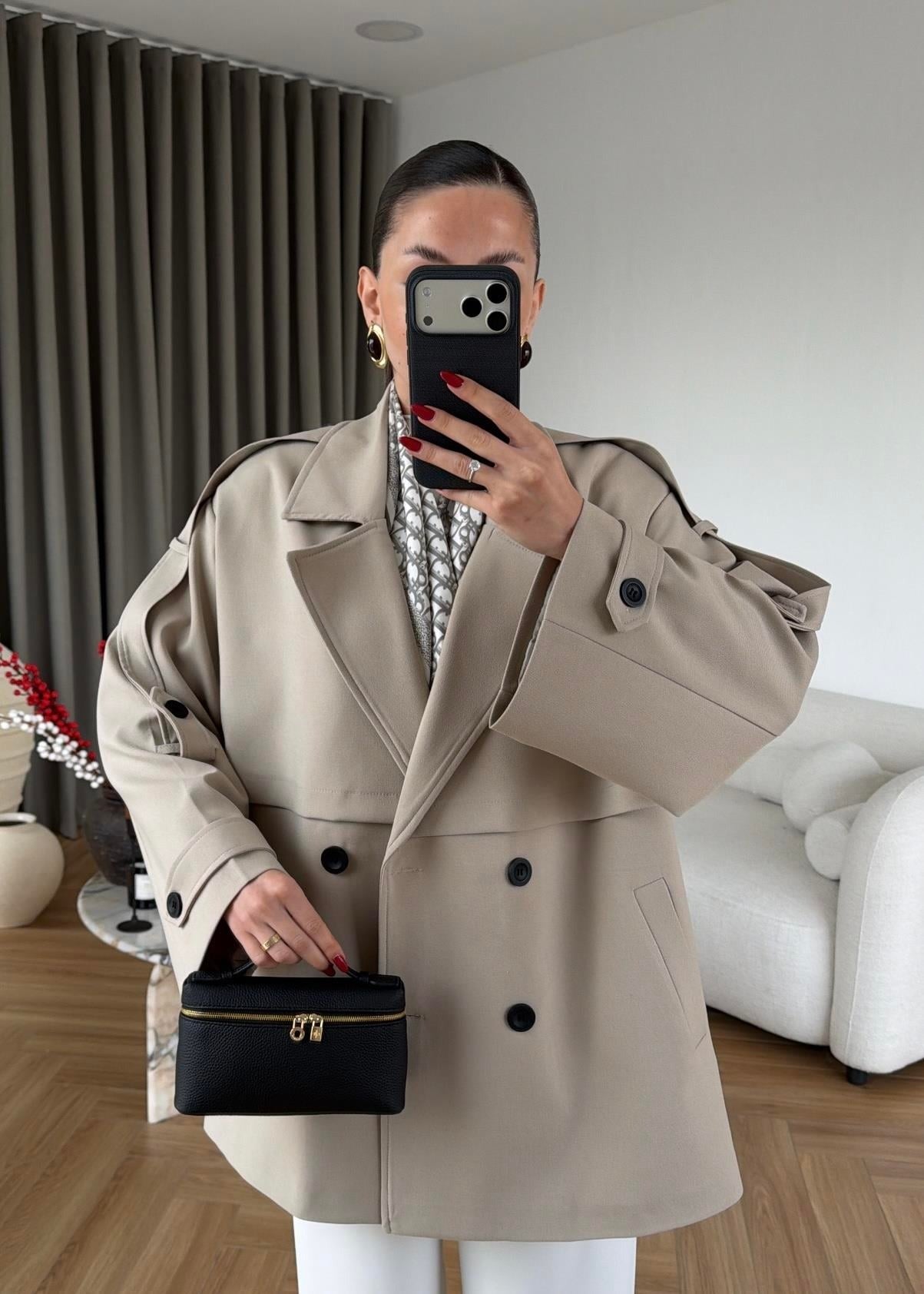 FORTİS Ara Boy Trençkot TAŞ